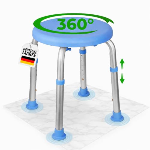 Duschhocker 360° extraleicht drehbar, höhenverstellbar, stabil, kompakt