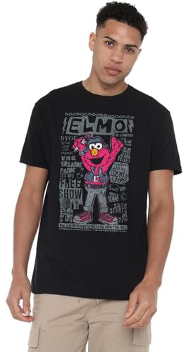 Sesame Street Elmo Band Unisex T Shirt, Black, XXL