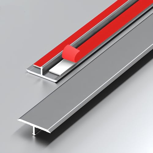 T Profil Übergangsleiste Selbstklebender, Aluminium Übergangsprofil Bodenleisten, Flache Lückenfüller für Türschwellen und Verbindungsböden von Laminatdielenfliesen(Gray,W4cm)