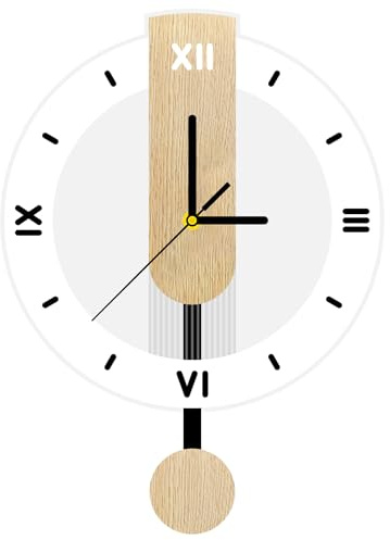 ALEENFOON Wanduhr Acryl und Holz Geräuschlos, Batteriebetrieben, römischen Ziffern Pendeluhr Wanduhr Moderne Wanduhren für Wohnzimmer, Küche, Badezimmer, Büro (28,5 x 39 cm)
