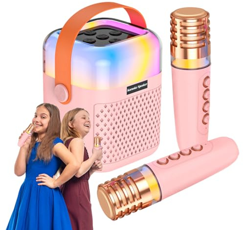 Mini Karaoke Machine | Wireless Singing Speaker with 2 Microphones | Musical Karaoke Toy for Outdoor Parties Office Garden Home and Stage