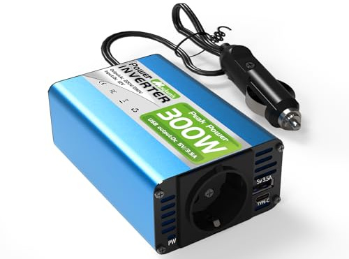 MInghaoxin Convertisseur 12V vers 220V 300W Onduleur Voiture, Prise Française + Ports USB, Transformateur Allume-Cigare pour Voiture, Caravane Et Camping
