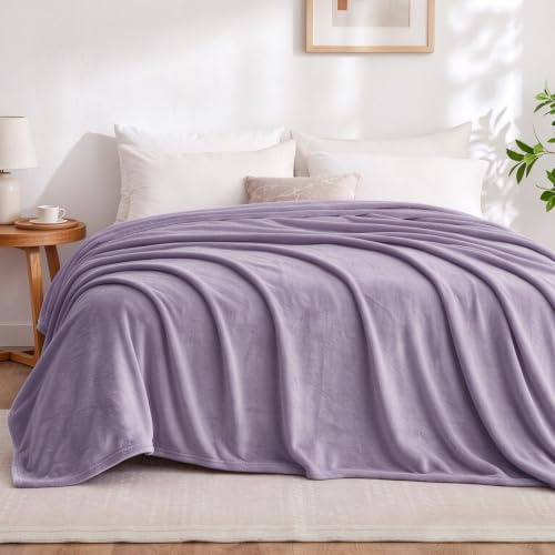 Aisbo Kuscheldecke Flauschig Decke Lila - Fleecedecke 220x240 cm Sofadecke Couchdecke, Weich Kuschelige Wohndecke Lavendel für Wohnzimmer Sofa Couch Blanket Warme Große Decke XXL