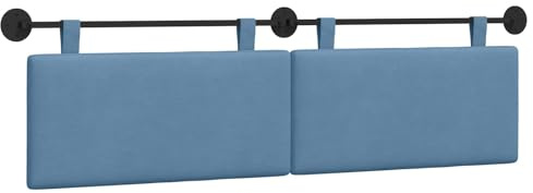 vidaXL Hängendes Kopfteil Blau Cordstoff, Modernes rechteckiges Wandkopfteil, platzsparendes, weich gepolstertes Kopfteil, minimalistisches Wohnmöbeldesign
