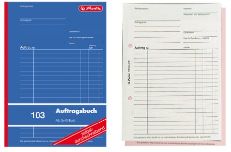 Herlitz 880534 Auftragsbuch A5 103 3x40 Blatt selbstdurchschreibend