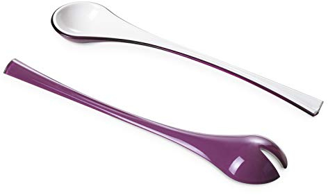 Omada Design Posate da Insalata Bicolore in plastica, Effetto Sfumato, Made in Italy, Lavabili in Lavastoviglie, Linea Trendy, Viola/Bianco
