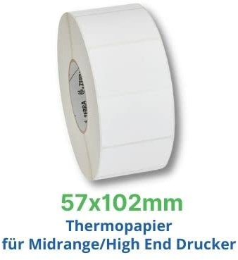Zebra Z-Select 2000D - Matt - Permanenter Gummiklebstoff - Beschichtet - Weiß - 57.2 x 101.6 mm 1432 Stck. (1 Rolle(n) x 1432) Papier