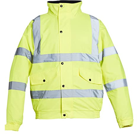Blackrock Yellow Hi Vis Waterproof Bomber Jacket Men's and Women's | Reflective High Vis Jackets, High Viz Visibility Warm Safety Security Work Wear, Taped Seams & Fleece Lined Collar - Size 4XL