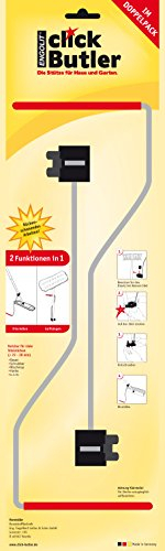 click Butler - Gerätehalter - 2er Pack (Gartengeräte Hinstellen & Aufhängen) Made in Germany, für Stiele mit Durchmesser 22 - 28 mm, Halter z. B. für Besen, Schrubber, Wischmopp, für Haus & Garten