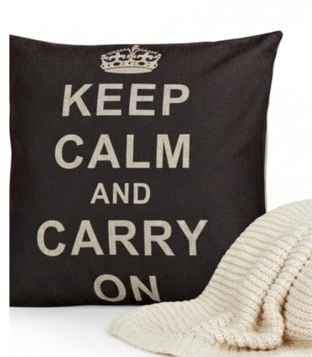 Melko Dekokissen Zierkissen Kissen mit Motiv Keep Calm inkl. Füllung, 45 x 45 x 15 cm