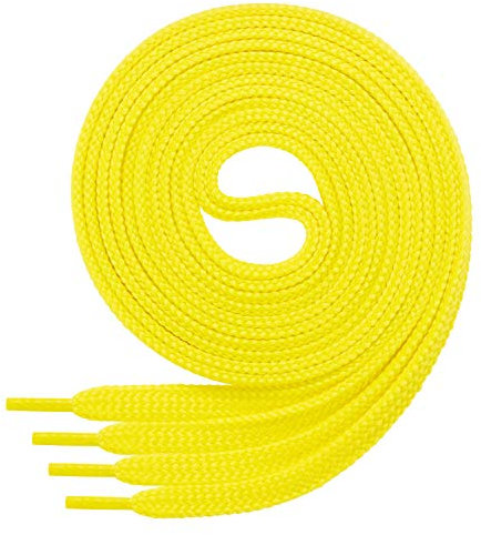 Di Ficchiano 1 Paar SCHNÜRSENKEL gelb flach 7mm breit für Sneaker Sportschuhe Lederschuhe - flache Schuhbänder sehr reißfest - Shoe Laces Farbe: gelb 90cm