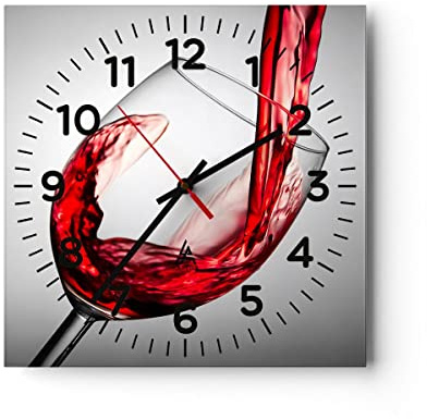 ARTTOR Moderne Wanduhr 40x40cm Quadrat Glasuhr Küche - 2258 | Trinken Glas Wein Glas Analog Wanduhr Lautlos Wanddekoration Wohnzimmer Büro Küche Wanddeko Küchenuhr Geräuschlos ARTTOR