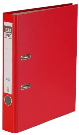 Elba Ordner A4, rado brillant, schmal, veredeltes Papier, rot, 5 Stück