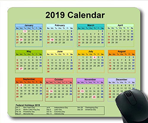 2019 Kalender-Mauspad-Design, Kalender 375 Gaming-Mauspad, Kalenderplaner 2019 mit Feiertagsdetails