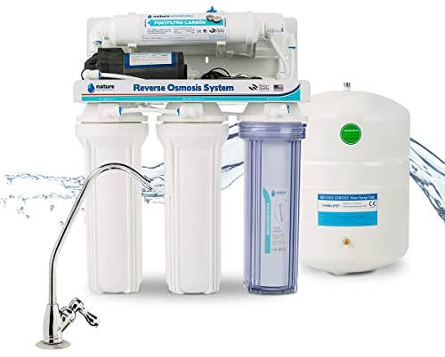 Equipo de Osmosis Inversa - Kit para Osmosis de 5 Etapas - Capacidad para 6 L - Incluye Membrana de 75GPD, Deposito de Agua, Bomba y Filtros - Nature Water Professionals