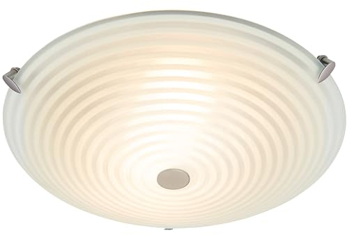 Decker Decorative Elegant Round Frosted & Clear Patterned Glass Swirl Design Domed Flush Ceiling Light