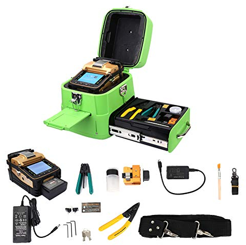 AI-8 Fiber Fusion Splicer Maschine, 5 Zoll Bildschirm Automatischer Fokus Fiber Optic Fusion Splicer Glasfaserschweißen Spleißmaschine Fusionsspleißgerät, 6 S Spleißzeit, 15 S Heizung(EU Plug)