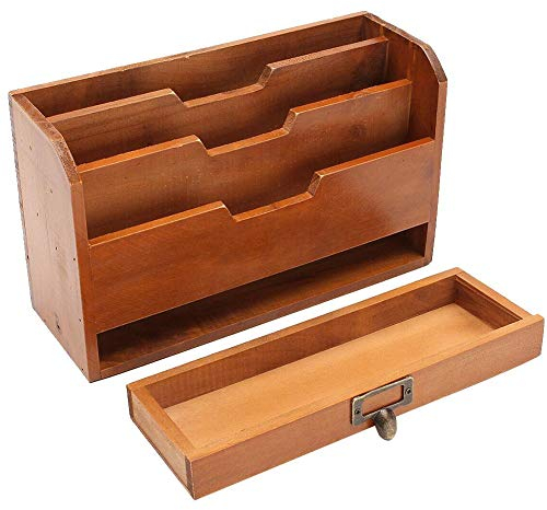 Lemby 3-stöckige Holz-Ablage, Retro-Holz-Schreibtisch-Ordner, Briefablage mit Ablagefach für Papier, Brief, Magazin, Dokument