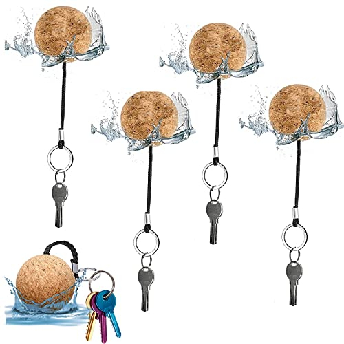 Bogoro Porte Clef Flottant,4 Pièces Porte-clés en Liège Boule,Porte Cle Flottant Porte-Clés Flottant en Liège,Porte-Clés Flottant en Liège en Forme de Unique Boule pour Bateau à Voile Flotteur Kayak