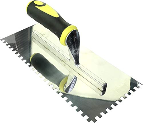 AERZETIX - C45916 - Glättungsmaschine/6x6mm Zahnkelle - Glättung mit gekerbten Fliesen - Zahnspatel - Handwerkzeuge für den Bau - Mauerwerk/Maurer/Gips - Griff aus Bi-Material - Stahl