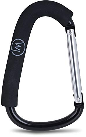 Wicked Chili Taschenkarabiner für Kinderwagen, XXL-Kinderwagenhaken, Universalhaken, Haken für Wickeltasche, Einkaufshaken für Buggy, Organizer - aus Metall, mit Anti-Kratz-Schaum