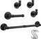 Jeasor Industrielles Eisenrohr-Badezimmer-Handtuchhalter-Set, Retro, schwarz, Wandmontage, Handtuch-Set, Badezimmerzubehör, Hardware, 45,7 cm Handtuchstange, Toilettenpapierhalter und 3 Kleiderhaken