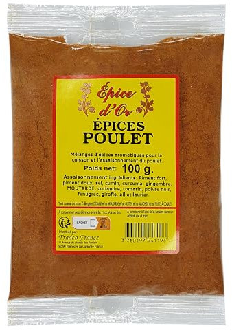 Epices Poulet 100g - Epice d'Or, 100% Naturel, Sans Additifs, Sans Arôme Artificiel, Sans Conservateur