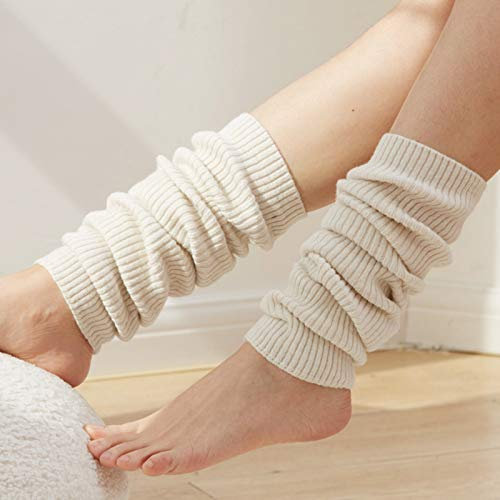 TIMIYUYU Stulpen Damen Mädchen Beinstulpen Lange Stricken Pulswärmer Leg Warmers Bequem Beinwärmer Stiefel Boot Abdeckung Socken Herbst Winter Overknee Strümpfe (Beige, One Size)