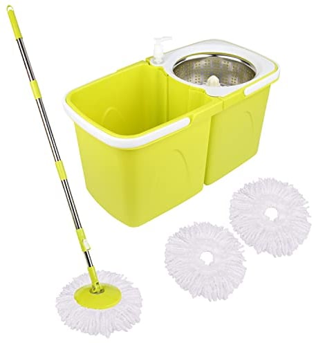 ARSUK serpillères et seaux - 2 séparés empilables seaux avec 2 têtes de balai en microfibre | poignée télescopique rotative à 360° réglable en hauteur