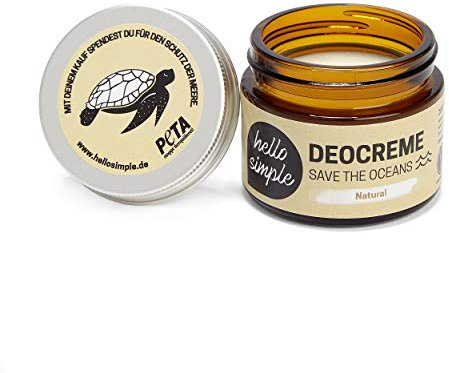 hello simple - Deocreme Deodorant Deo Creme (50 g) - SAVE THE OCEANS! - nachhaltige und zertifizierte Naturkosmetik - Deo Frauen Männer - ohne Aluminium, vegan, bio, plastikfrei(- 2 Gläser (Natural)