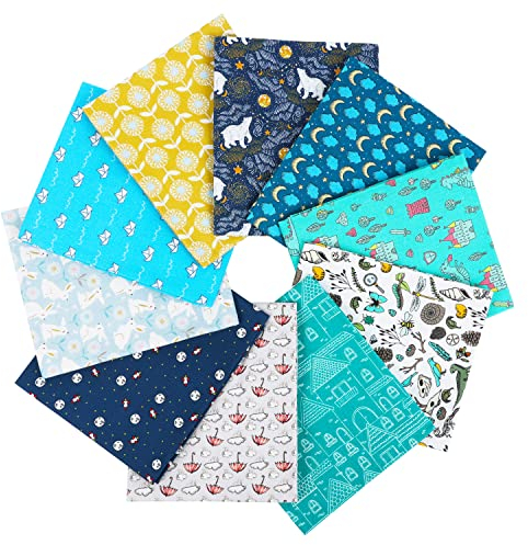 Craftido -24 Optionen- 100% Baumwolle Quiltingstoff Bündel 10pcs Fat Quarters 18x21 (46x53cm) -Mittleres Gewicht 5.2oz- für Quilting, Nähen Projekt, Patchwork, DIY Handwerk - Baby Boy