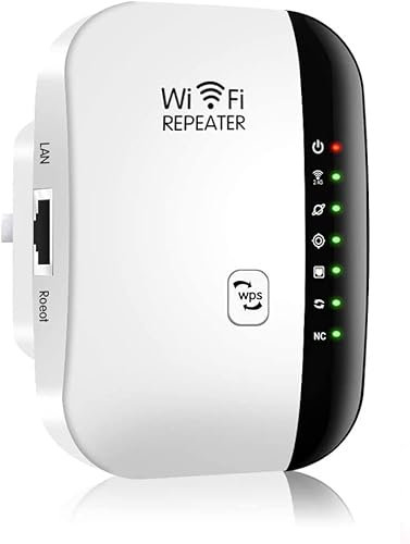 WiFi Répéteur Amplificateur, 2.4G/300Mbps Wireless Booster Repeater with LAN Port/WPS Button, WLAN Range Extender with AP/Repeater Mode, with RJ45 Network Cable