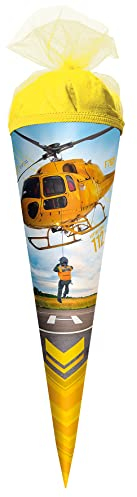 ROTH Schultüte klein Helikopter 22 cm - rund, Tüllverschluss - Zuckertüte