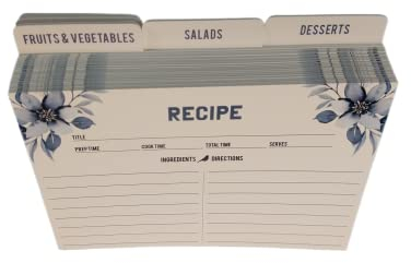 Doppelseitig, 50 Rezeptkarten mit 10 Trennwänden, 10,2 x 15,2 cm, dicker Karton-Rezeptkarten mit Linien, leicht auf glatter Oberfläche, Linie gedruckt, großer Schreibplatz