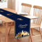 Eid Ramadan Mubarak Tischläufer, Blau Gold Ramadan Stern Mond Tischwäsche, Polyester Tischdecke Dekor für Islamic Muslim Party Dekorationen, 35x180cm