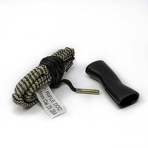 Rifle Doc INTENSIV Laufreinigungsschnur mit Zwei integrieten Bronzebürsten für Kaliber 6,5mm | Cal .25 .264 Reinigungsset (Premium Schnur - Doppelbürste + Griff)