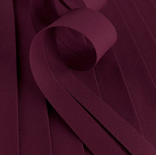 Schrägband, 25 mm breit, vorgefaltet, Polyester-Baumwoll-Mischgewebe, 5 m, Weinrot