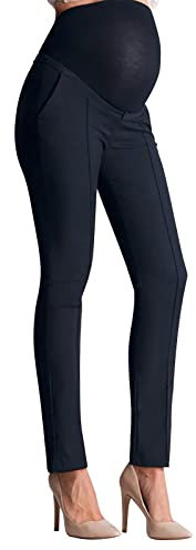 TDEOK Vêtements de grossesse - Pantalon de maternité - Confortable sur les bosses - Pour femme - Décontracté - Legging de grossesse - Hiver, Marine, S