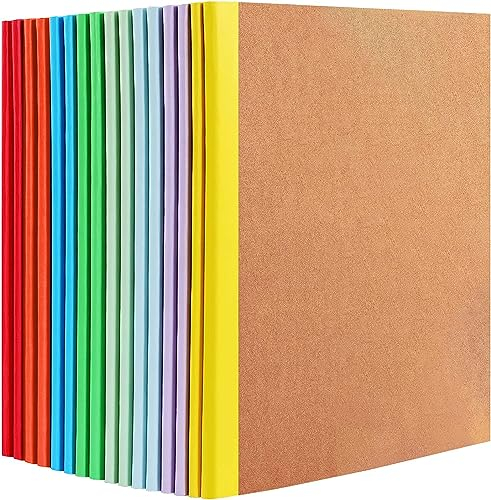 16 Pack Kraft Notebooks A5 Size,8 Colors Soft Brown Cover Composition Notebooks Bulk,60 Pages Blank Journal Notepad Workbook Bulk for Travelers Home School Students Office Writing (Rainbow Color)