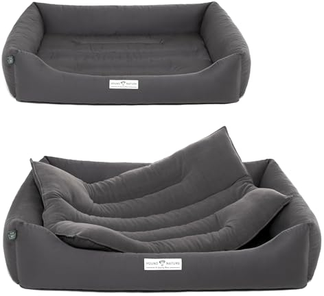HOUND & NATURE | Öko Hundebett Luzern | Weich/Soft | Gr. XXL für Sehr Große Hunde - Kuscheliges, Flauschiges Hundebett Waschbar mit Wende - Liegekissen (XXL - 125x95 cm, Grau)