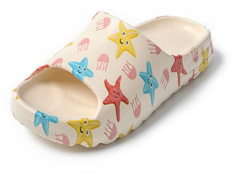 JOMIX Tongs Femme Imprimé Chaussons d'été en Caoutchouc Claquettes Femme pour Maison Douche Piscine Plage (Étoiles, 36-37)