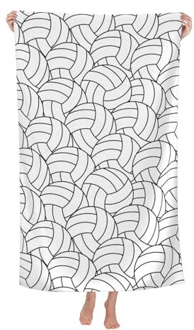 VODRM Volleyball-Strandtuch, 81,3 x 132,1 cm, Mikrofaser, schnell trocknend, Badeumriss, weiß, Sport, große Handtücher, weich, leicht, Pool, ästhetisch, übergroße Handtücher, sandfrei, Reisen,