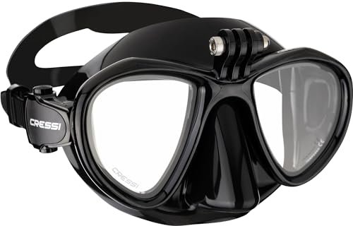 CRESSI Metis Action Cam Mask Black/Black - Maschera Subacquea Unisex di Volume Ridotto con Supporto Action Cam, Nero/Nero, Taglia Unica
