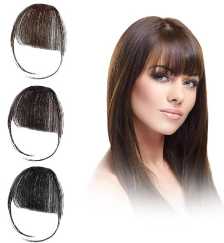 EUPSIIU 3 piezas Pinzas Para el Cabello con Flequillo Falso Flequillo Postizo Pelo Flequillo Postizo Pelo Corto Clip Grueso Flequillo Templo Extensión Flequillo Clip para Mujeres (3 piezas)