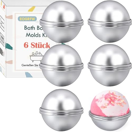 EOGRFW 6 Sets 12 Stück Bath Bomb Molds,Badebomben Selber Machen,Badebomben Formen Set,Aluminium Badekugeln Formen,Seifenform Molds,DIY Gießformen für DIY Handgemachte Badekugeln & Seifen,6 Kugeln
