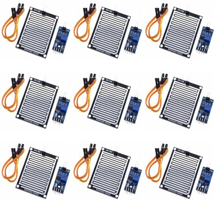 9-Stück Regentopfen Regen Sensor Module Regendetektor Regen Erkennung Sensor Modul Anwendbar Für Arduino und Raspberry PI