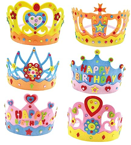 Vaguelly Kronen-bastelset für Jungen und Mädchen 6er-pack Zubehör für Geburtstagspartys Kreatives Kronen-bastelset Flexibel Wiederverwendbar