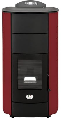 STUFE A PELLET ITALIA Manhattan 22 KW 5 Sterne WiFi | Hydro-Pelletöfen für Heizsystem 93% Zertifizierte Effizienz Heizt 140m² Autonomie 22Std WiFi-Steuerung Programmierbar 5 Kräfte 24M Garantie Rot