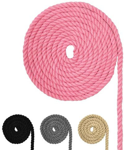 Cordon en coton pour macramé, plusieurs tailles, pour bricolage, cadeaux, rose, 10 mm (10 m)