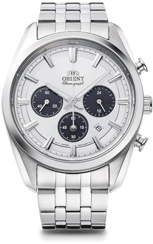 Orient Stretto Solar Chronograph 43 mm weißes Zifferblatt Stahlband Herrenuhr RA-TX0305S10B es sollte sagen - Orient Stretto Solar Chronograph 40 mm weißes Zifferblatt Stahlband Herrenuhr